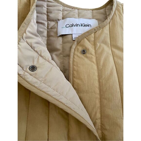 Calvin Klein Liner Jacket Khaki Quilted Winter Coat Outdoors Spring Preppy - Picture 5 of 15